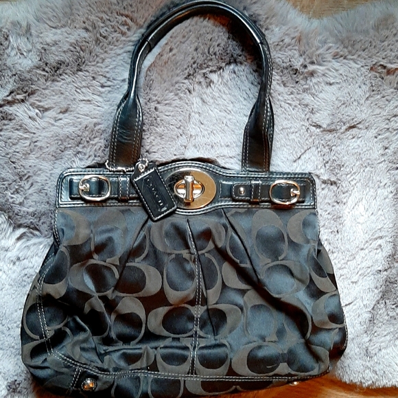 Coach Handbags - Black Coach Signature Shoulder Bag